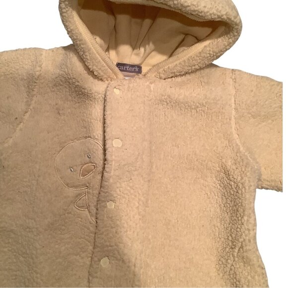 Carters Baby Hooded Yellow Fleece Footless Romper 3-6M With Embroidered Duck - Picture 12 of 14